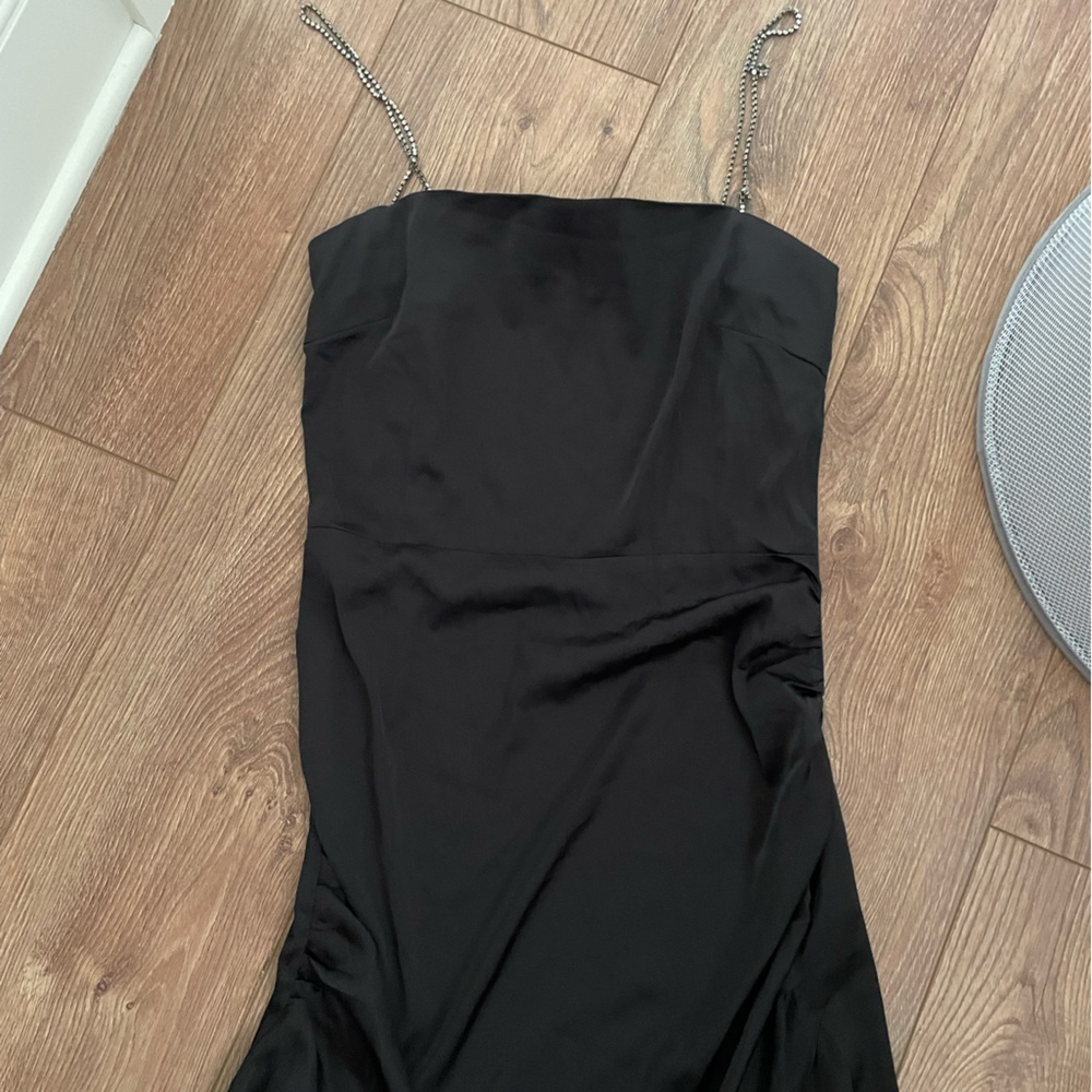 Nasty Gal Black Dress with Rhinestone Straps